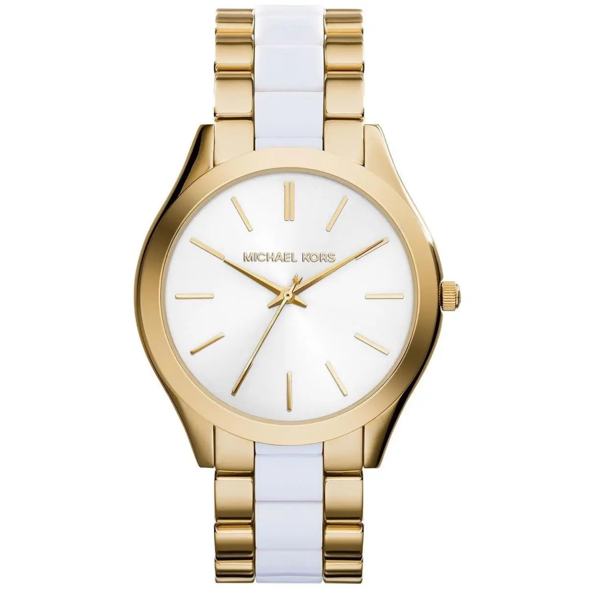 Women’s Slim Runway White Acetate Gold Tone Watch MK4295 by Michael Kors