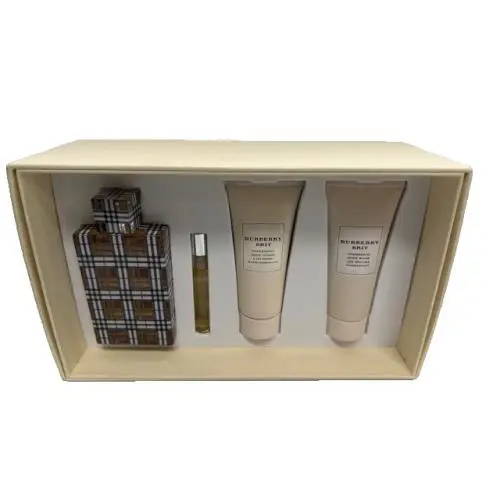Burberry Brit 4 Pieces Gift Set For Women 3.3 Oz. Spray/blotion/bwash/ Mini Spy