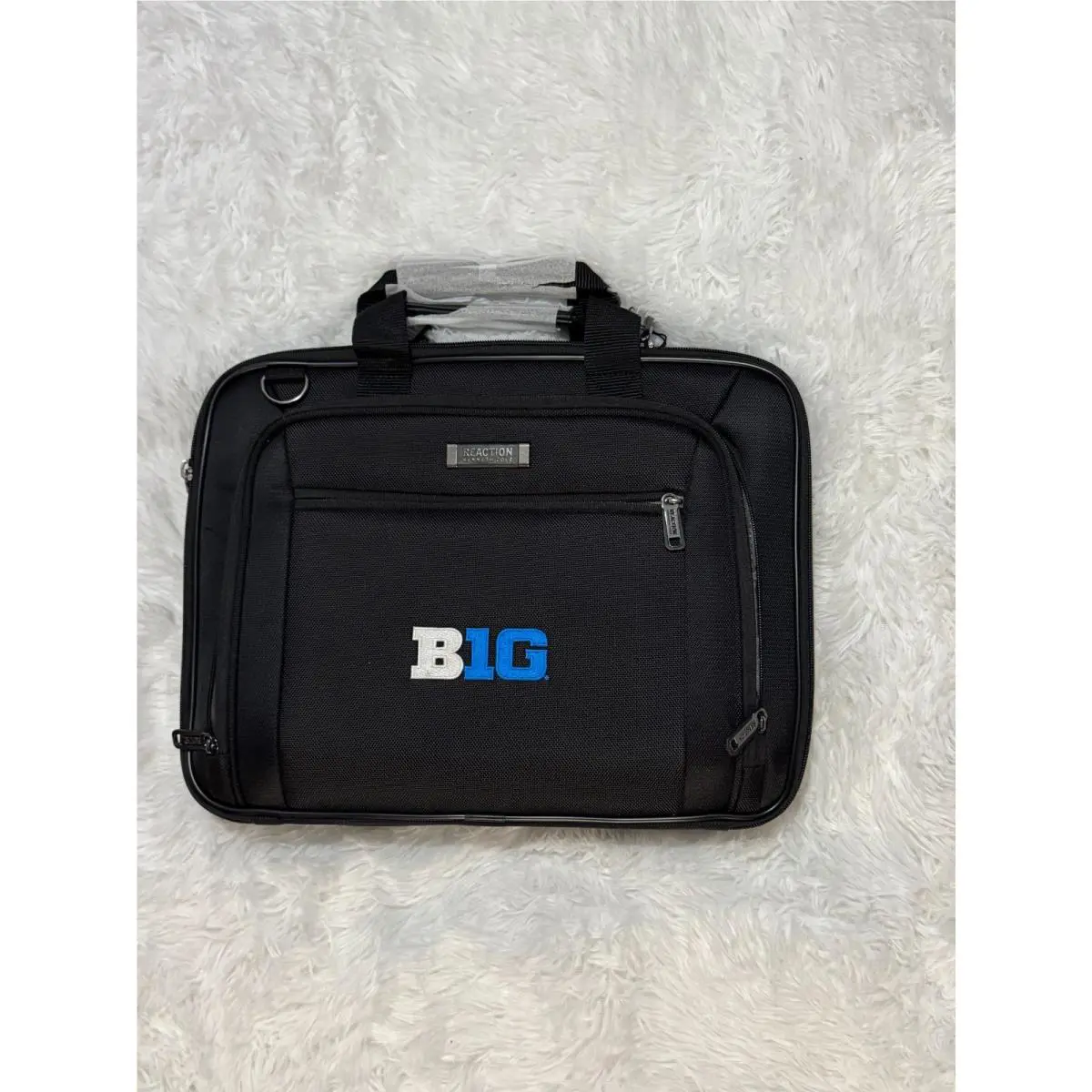 Reaction Laptop Briefcase Big Logo Business Travel Bag Black by Kenneth Cole