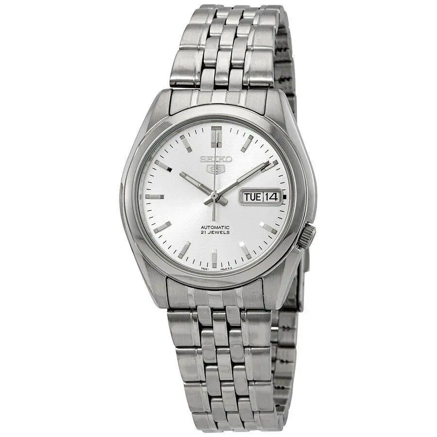 Seiko 5 Automatic 21 Jewels Stainless Steel Silver Dial SNK355K1 30M Mens Watch