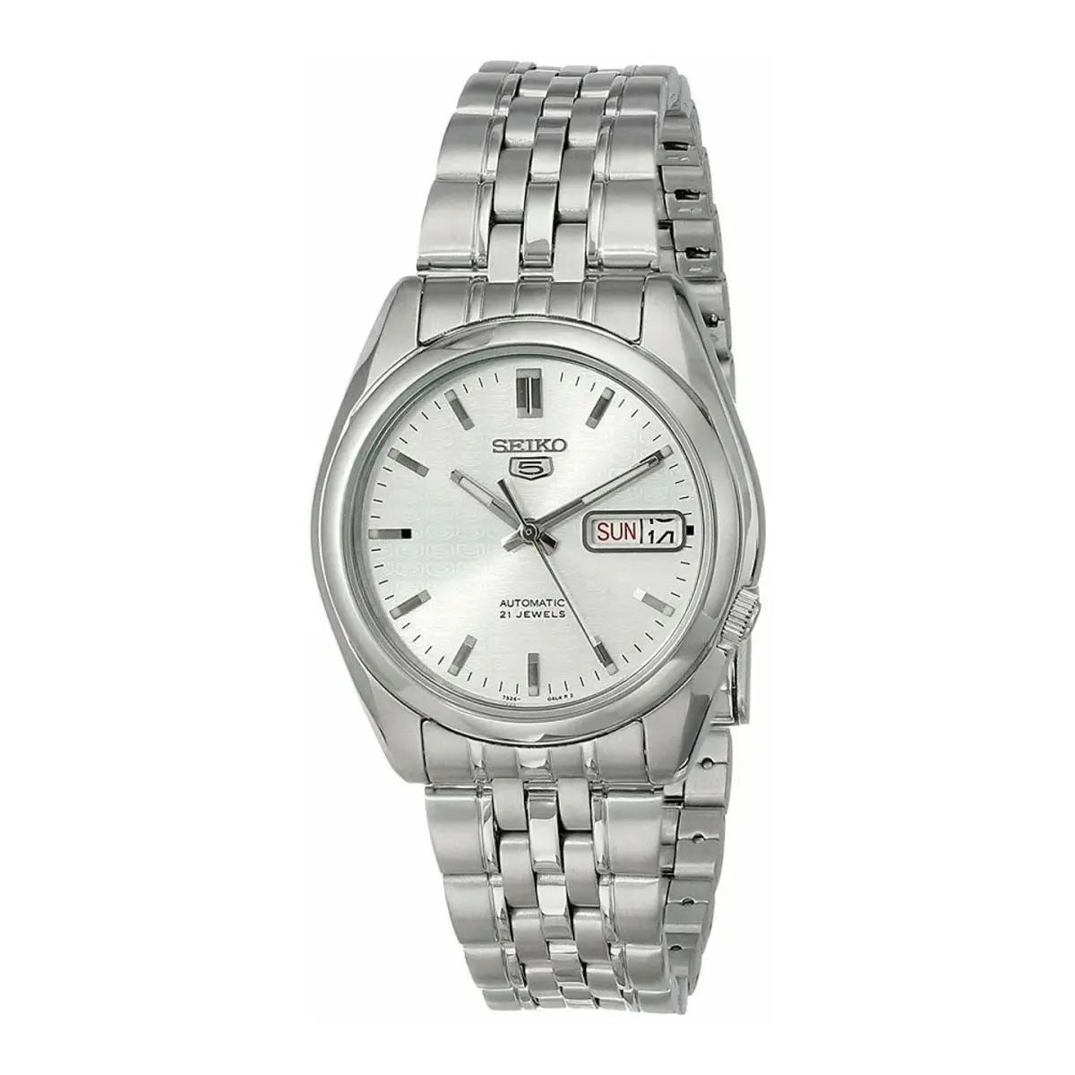 Seiko Series 5 Automatic Men`s Stainless Steel Quartz Watch - SNK355K1 - Dial: Silver, Band: Silver, Bezel: Silver