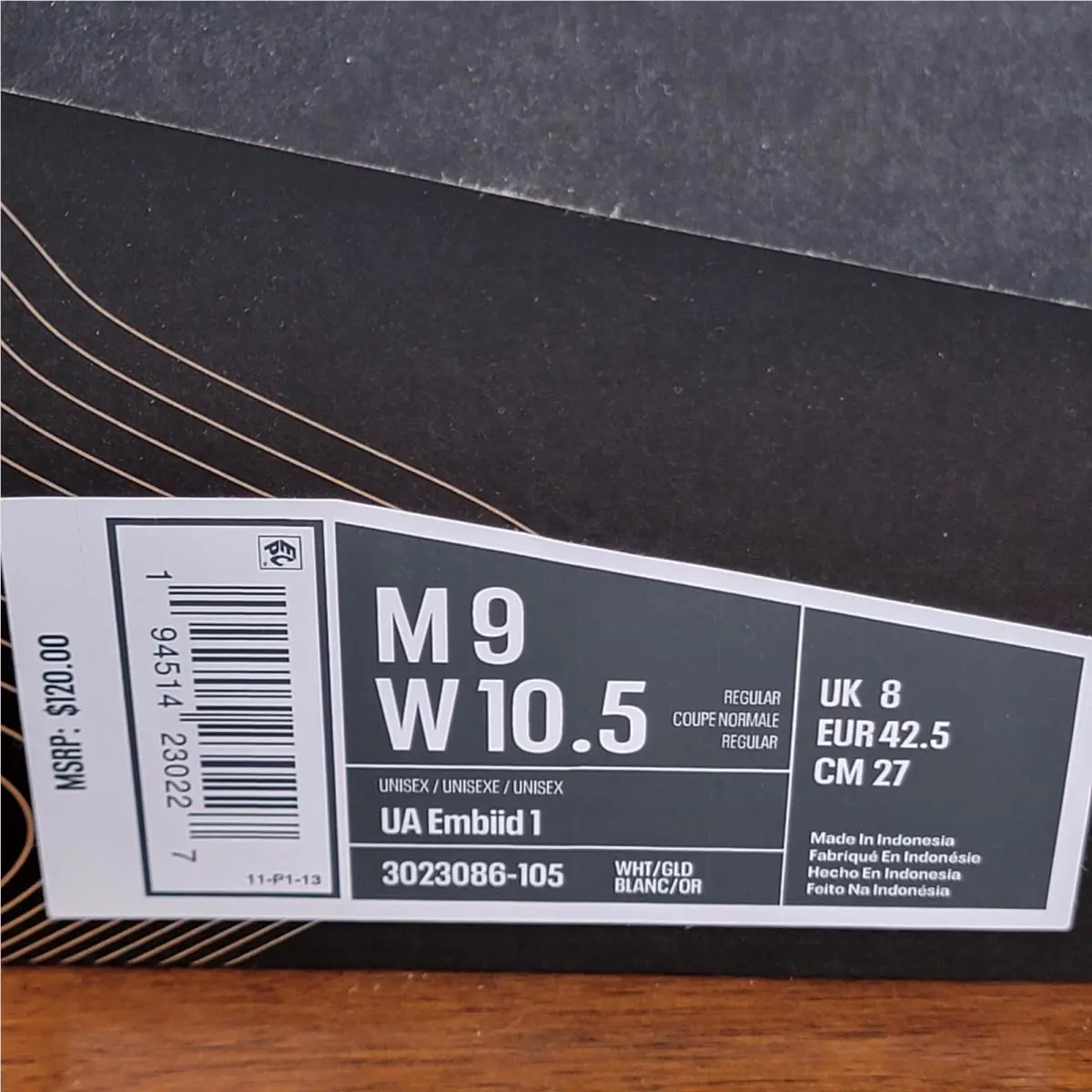 Under Armour shoes - Under Armour Ua Embiid 1 - 3023086-105 - White / Metallic Gold (UPC: 194514230227) 12