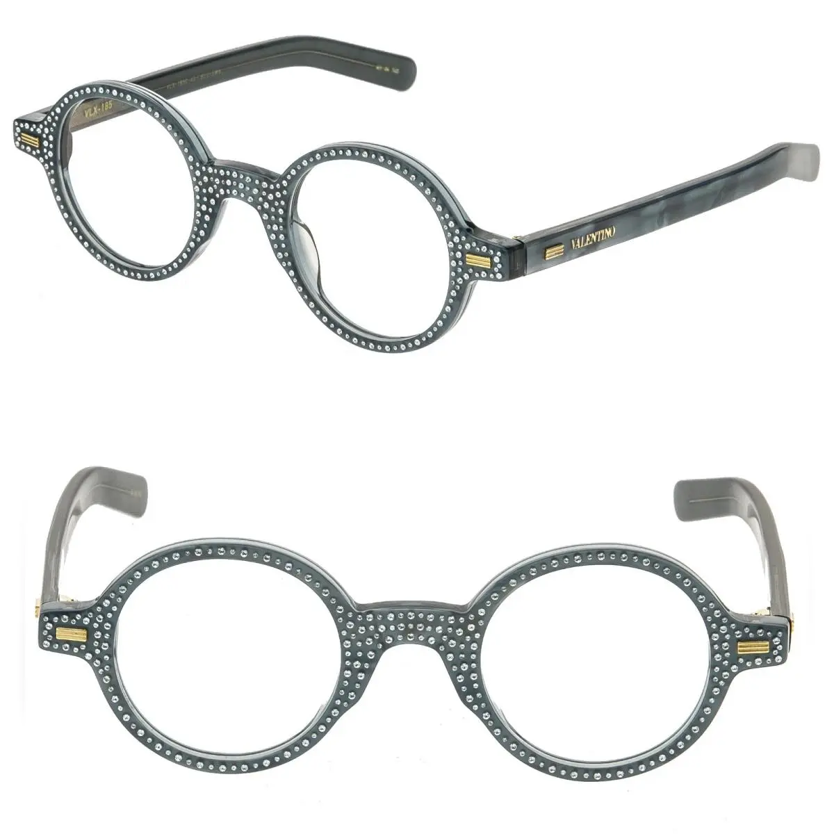 Valentino VLX-185 C Round Blue Pearl Crystal 43 mm Women`s Eyeglasses Frame