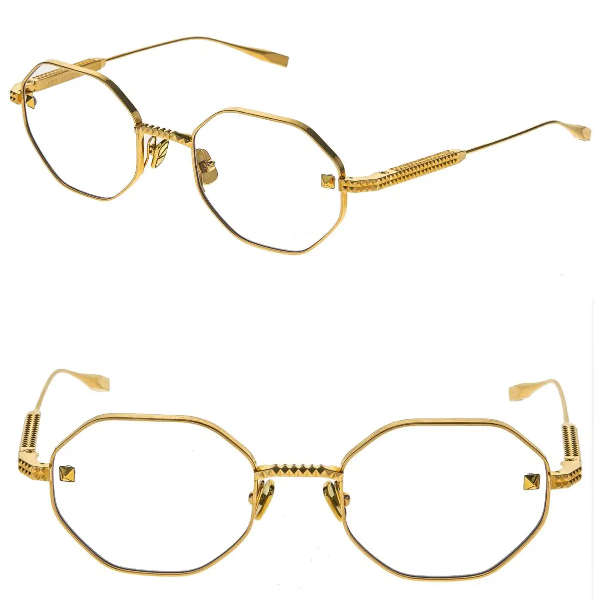 Valentino V-stud VLX122 Gold Titanium Vlx 122C Rock Geometric Optical Frame
