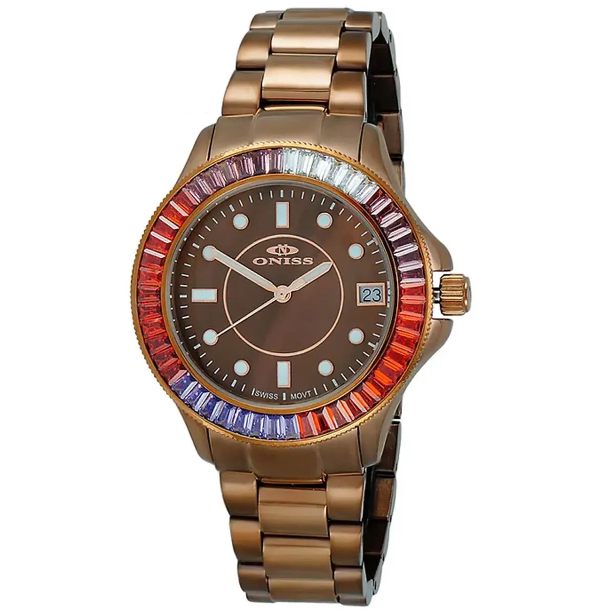 Oniss Women`s Crown II Brown Dial Watch - ON7324-60_LIPBN
