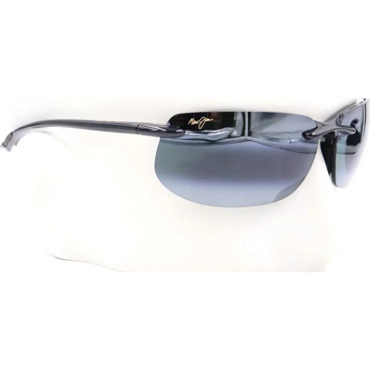 Maui Jim Banyans Gray Gloss Black Semi-rimless Sunglasses MJ0412S-001 / 412-02