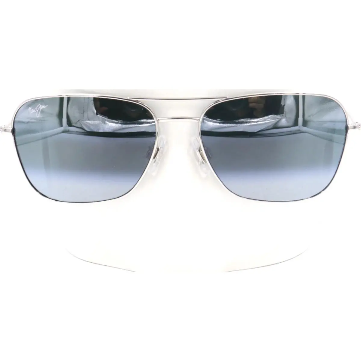 Maui Jim Na‘auao Gray Shiny Silver Aviator Sunglasses 675-17A / MJ0675S-001