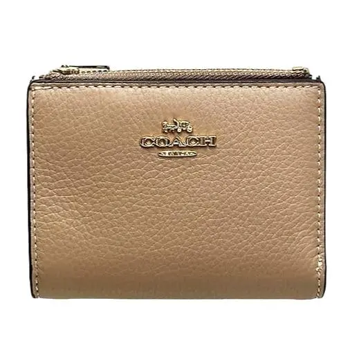 Coach Taupe Refined Pebble Leather Bifold Wallet CM315