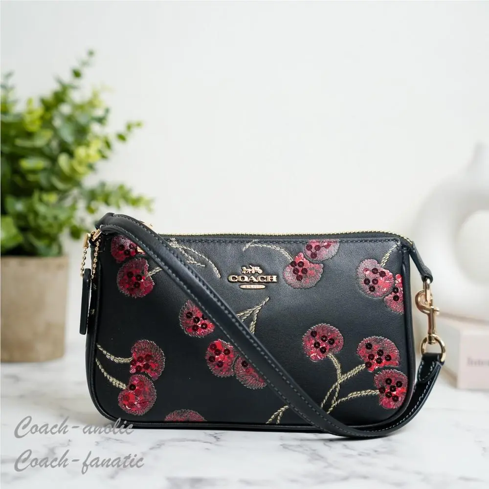 Coach CCZ21 Nolita 19 with Cherry Print In Smooth Leather Gold/black Multi