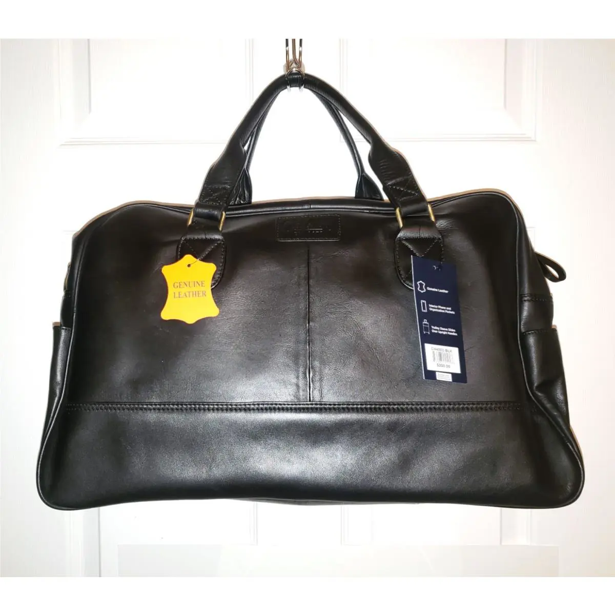 Ralph Lauren Chaps Black Leather Carry On Travel Duffel Bag 18
