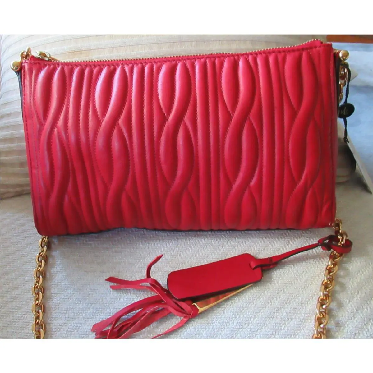 Lauren/ Ralph Lauren Banbury Quilted Chain Shoulder Bag / Vermillion-$228