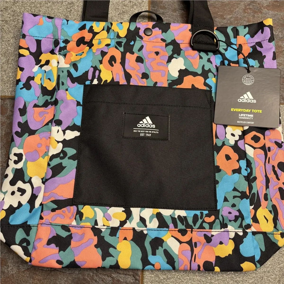 Adidas Shoulder Bag Multi Color Inside Zip Pocket Outside Pocket Made W Recy Mat