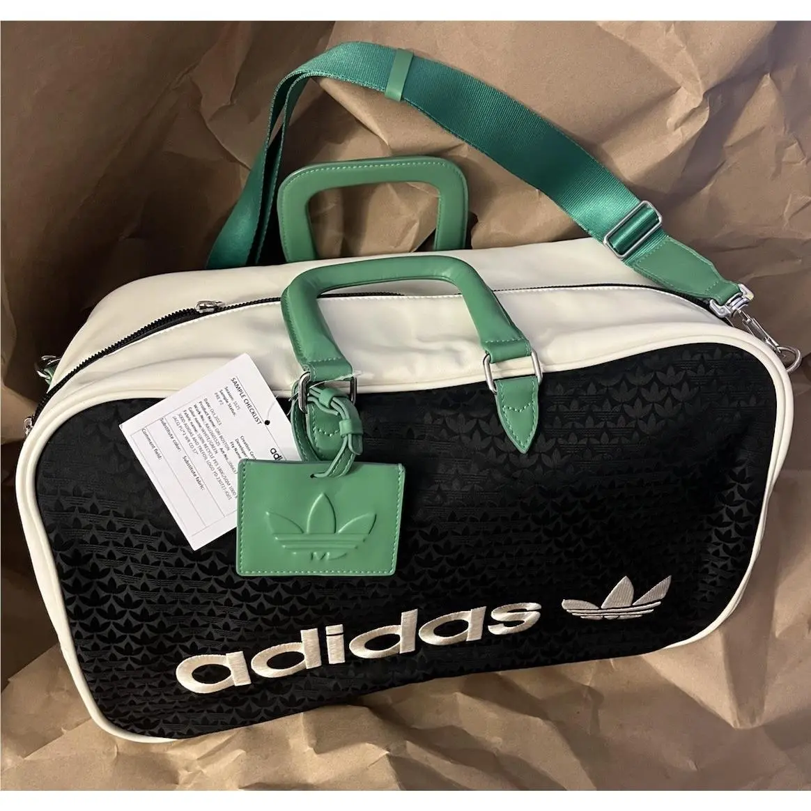 Originals Golf Boston Bag Duffel - Black Green Chalk White Monogram by Adidas