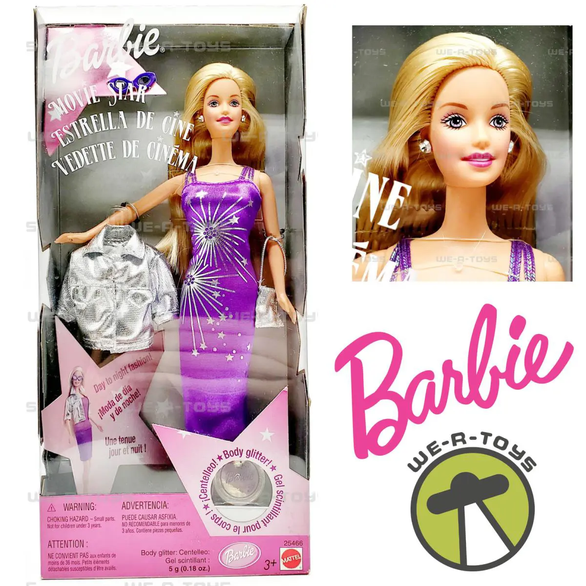 Barbie Movie Star Doll with Body Glitter 2000 Mattel 25466