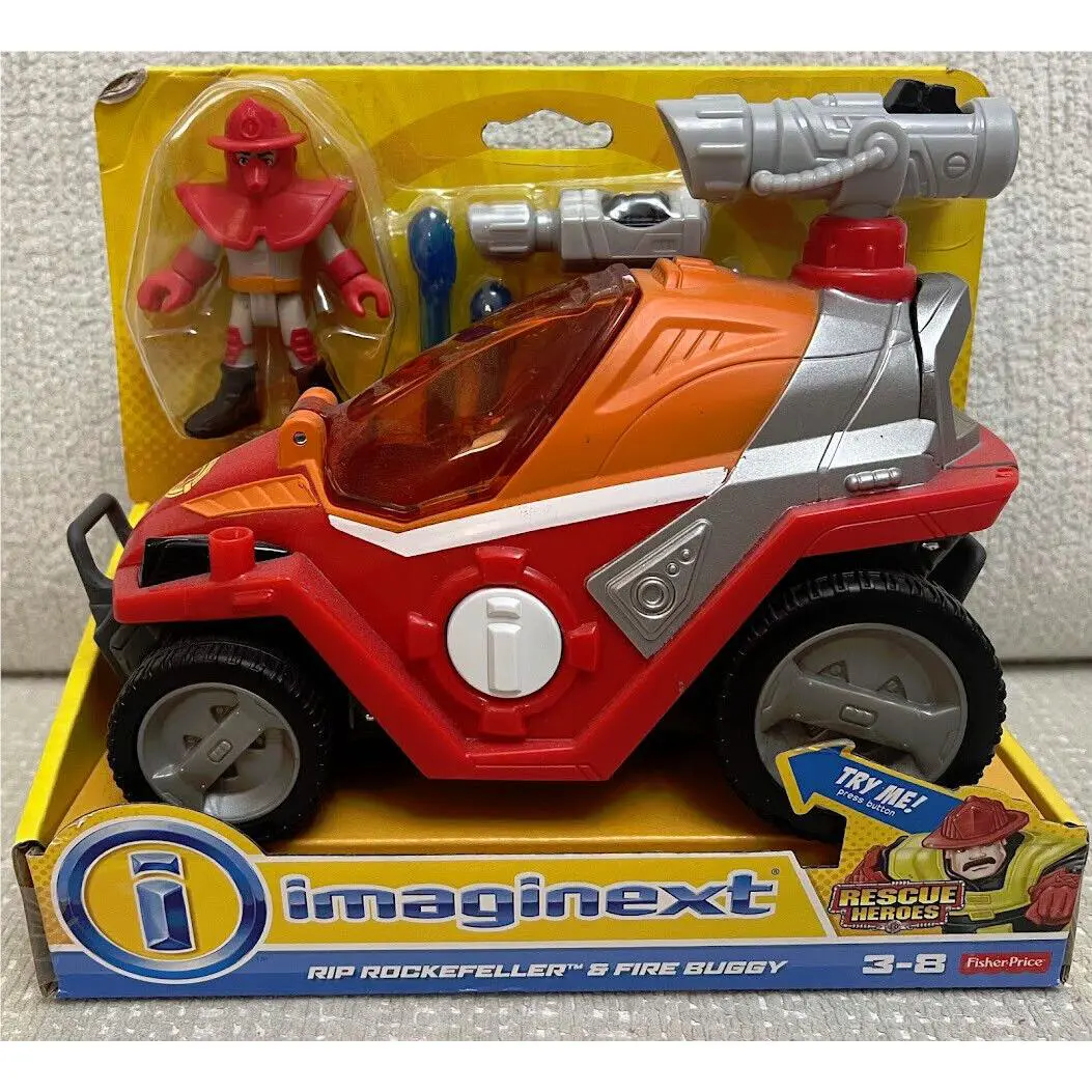 Imaginext Rip Rockefeller Fire Buggy Rescue Heroes Action Figure Set Nip CMM77
