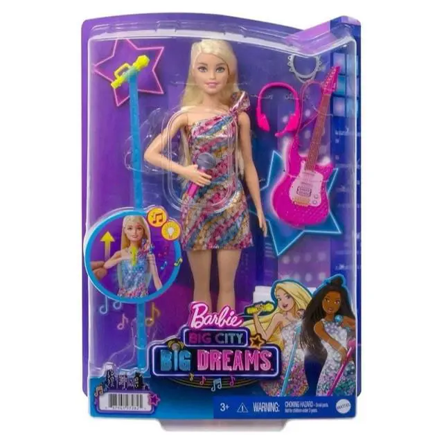 Barbie Big City Big Dreams Doll - Headphones Microphone Stand Guitar