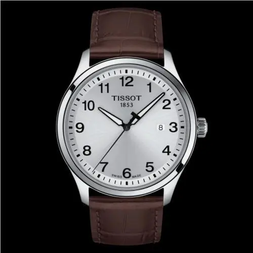Tissot Men`s Gent XL Silver Dial Brown Leather Band Watch T116.410.16.037.00 - Dial: Silver, Band: Brown, Bezel: Brown