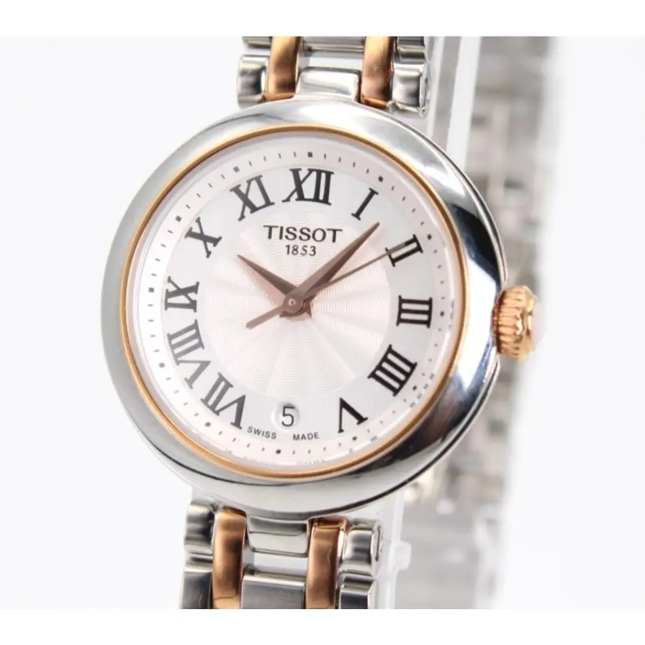 Tissot 26 mm Bellissima Small Lady White Dial Quartz Watch T126.010.22.013.01 - Dial: White, Band: Silver, Pink, Bezel: Silver