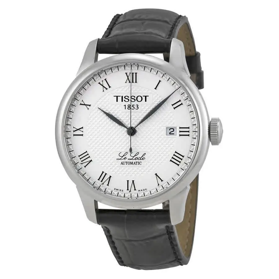Tissot T-classic Le Locle Silver Dial Men`s Watch T41.1.423.33 - Black / Silver / Skeleton, Dial: Silver Guilloche, Band: Black