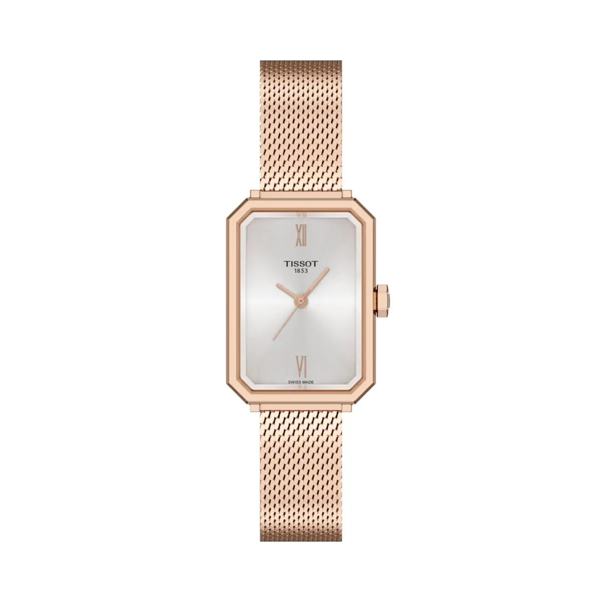 Tissot Srv T160.110.33.033.00 30 mm Steel Rose Gold Mesh Quartz Women`s Watch - Dial: Silver, Band: Rose Gold Tone, Bezel: Rose Gold Tone