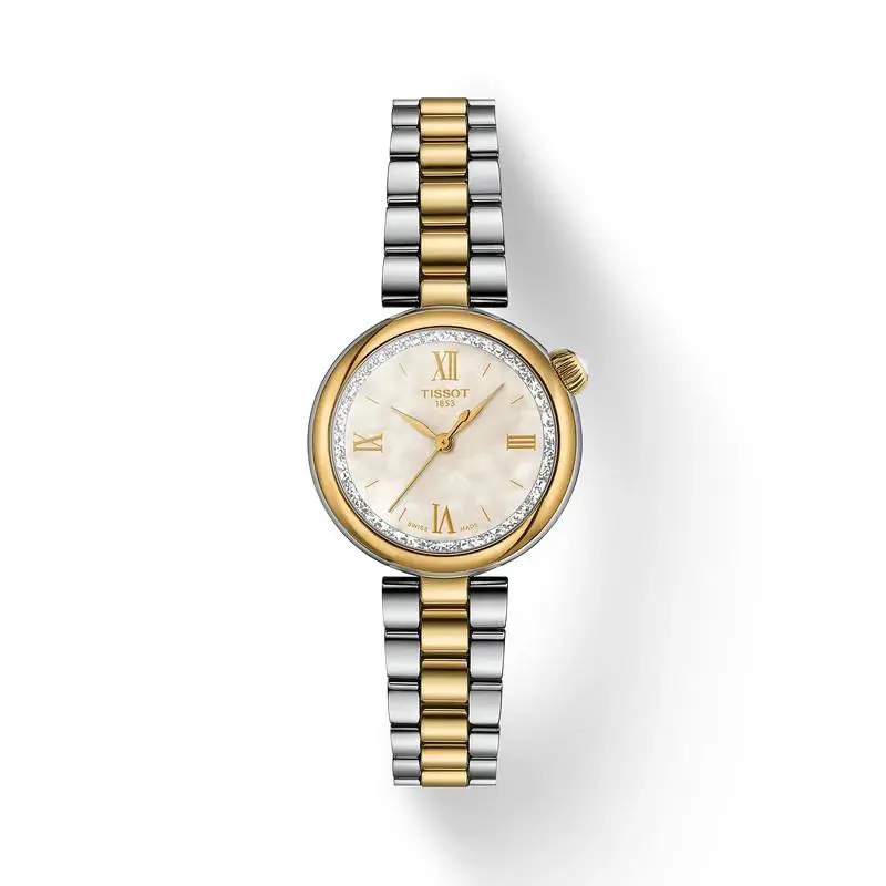 Tissot Desir 28mm White Dial Two Toned Stainless Steel Watch T1520102211801 - Dial: White, Band: Gold, Silver