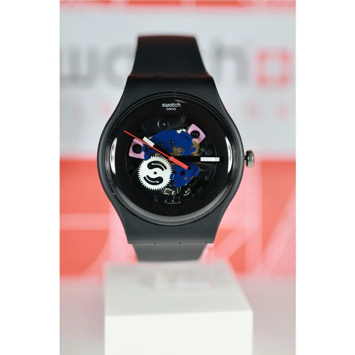 Limited Swiss Made  Black Lacquered SO29B107 Glowing Hands Colors 41MM by Swatch