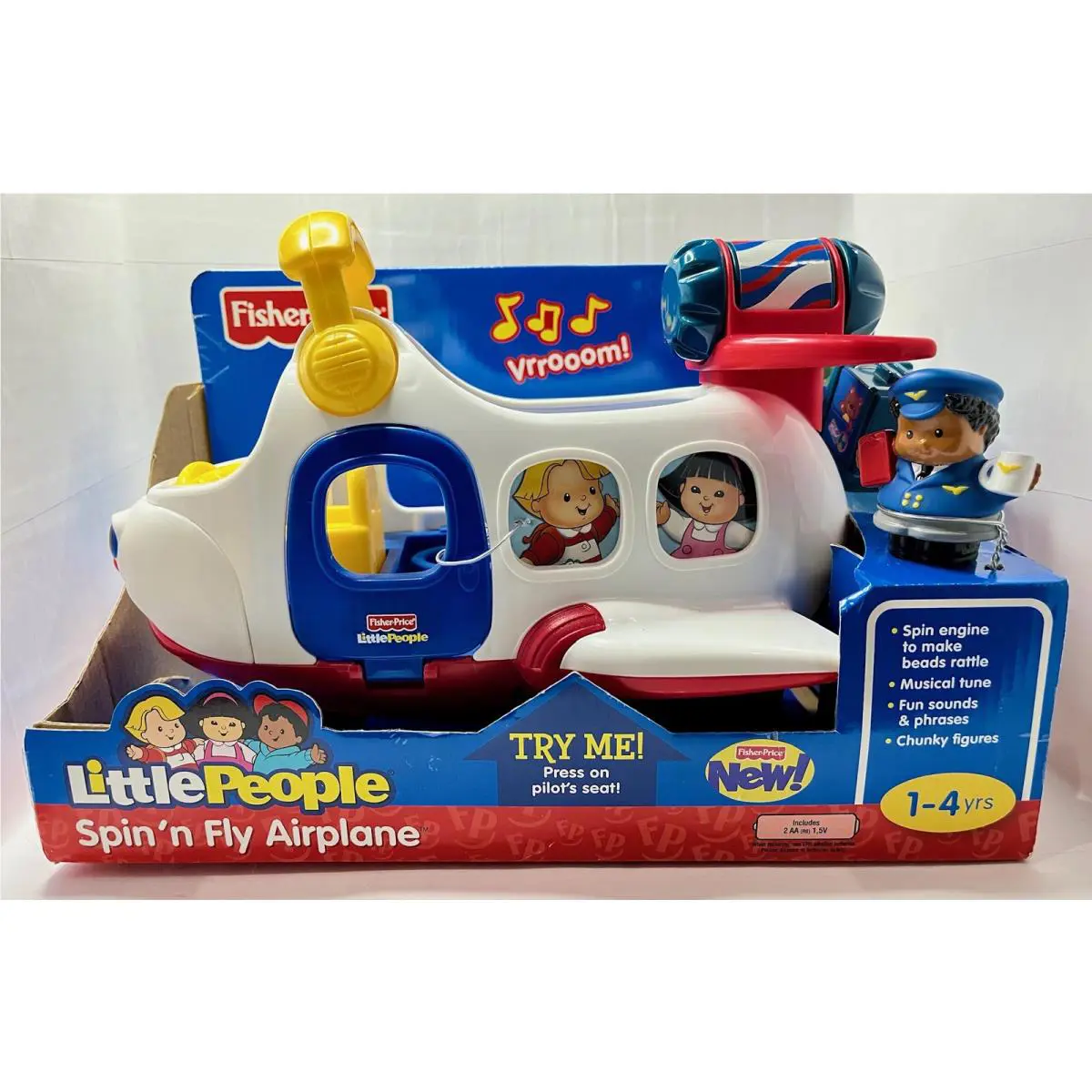 2009 Fisher Price Little People Spin n Fly Airplane Toy Mint Htf