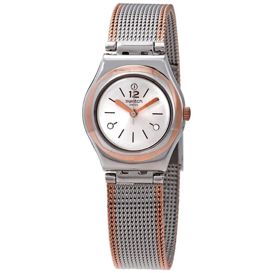 Full Silver Jacket Silver Dial Ladies Two Tone Watch YSS327M by Swatch
