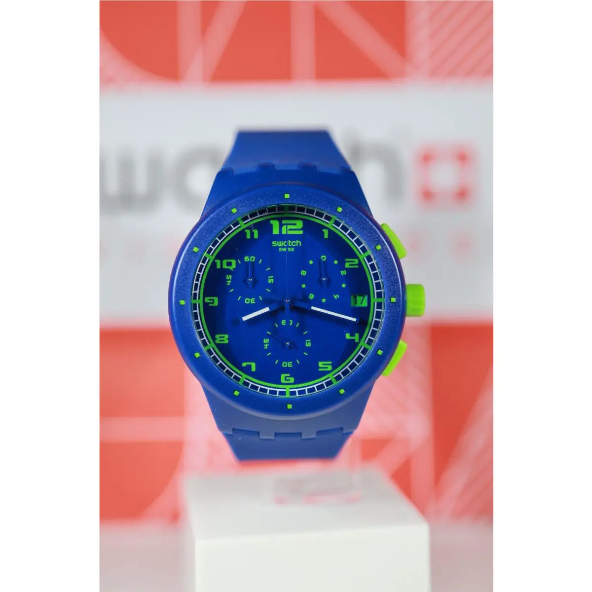 Limited Swiss Swatch Chronograph Watch 42MM SUSN400 Blue C Green