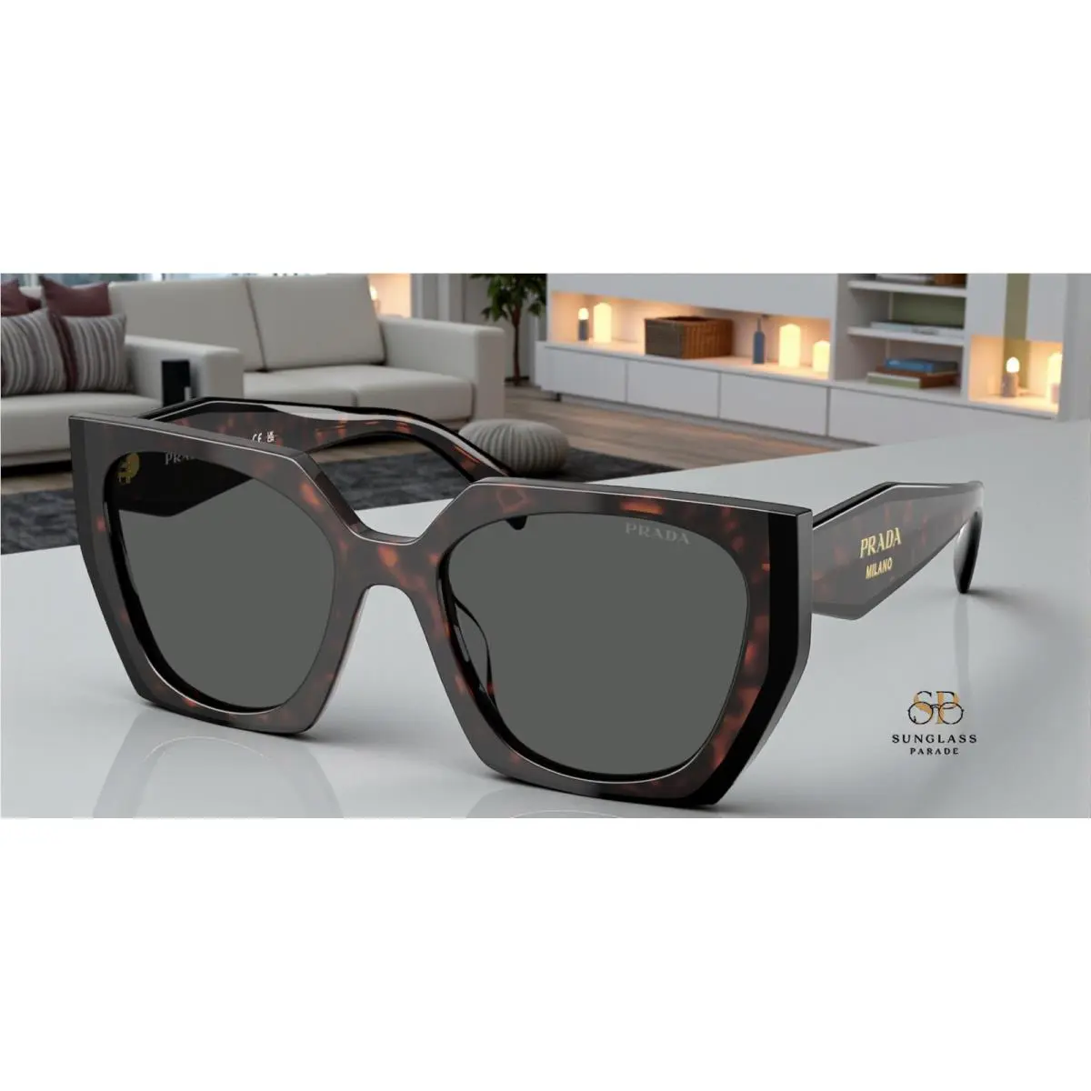 Prada PR 15WS 24B40L Root Black Dark Grey 54 mm Women`s Sunglasses