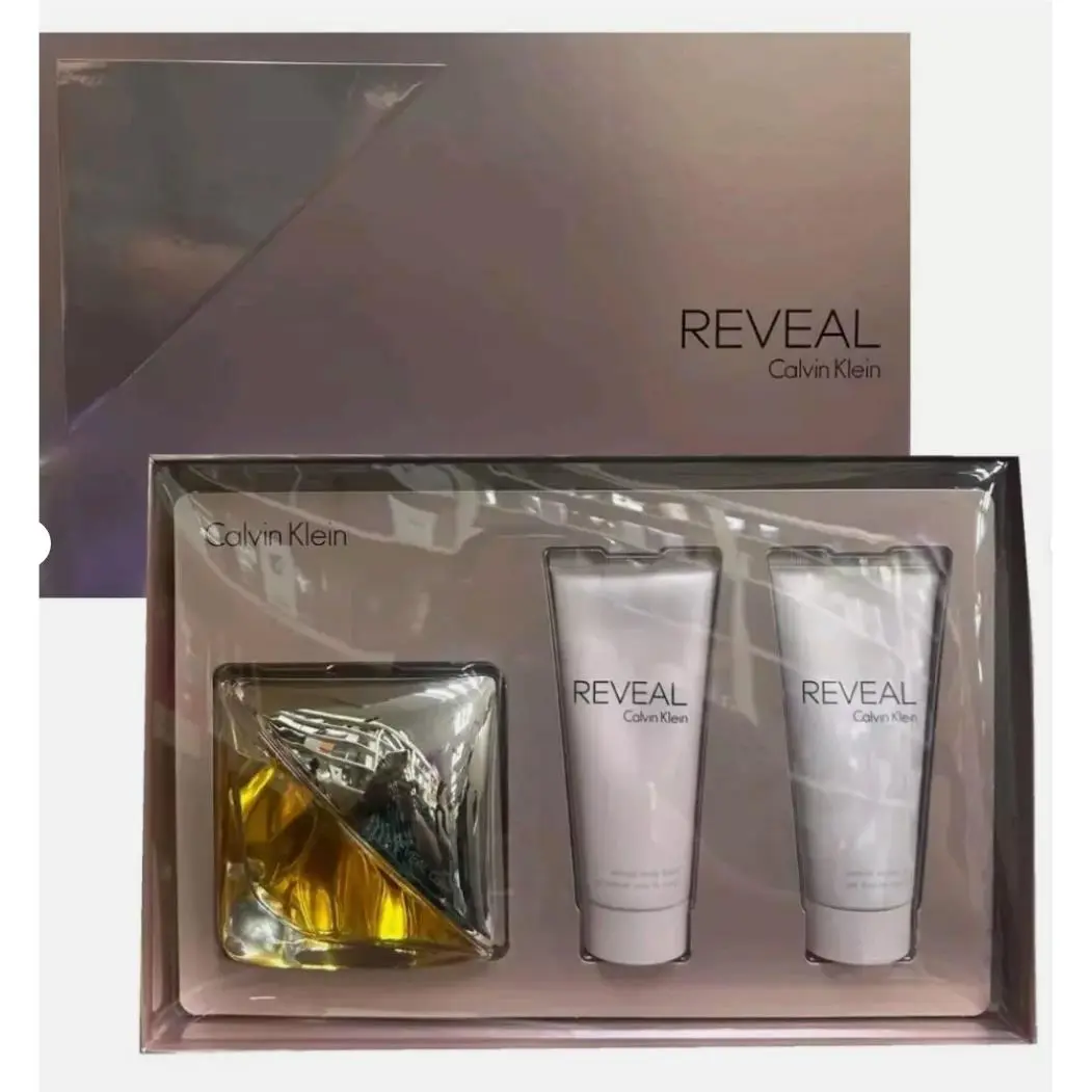 CK Reveal by Calvin Klein Women Perfume 3pc Set 3.4 B/L+3.4 S/G+3.4oz Edp Spr