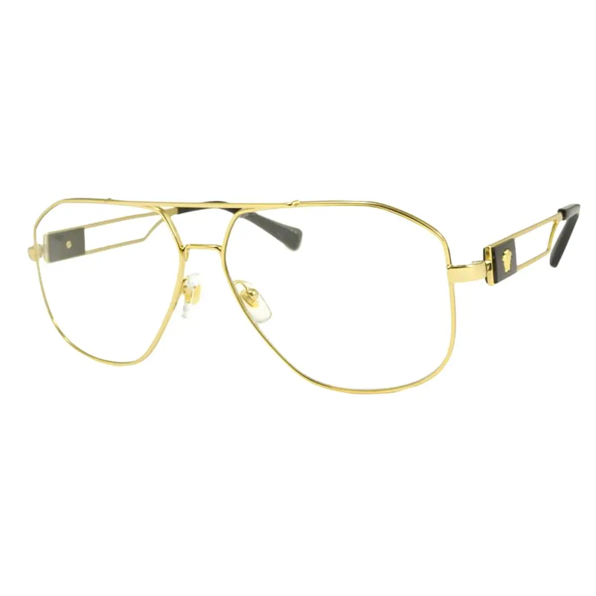 Versace Aviator Eyeglasses Mod 1287 1002 57-13 145 Shiny Gold Black Frames