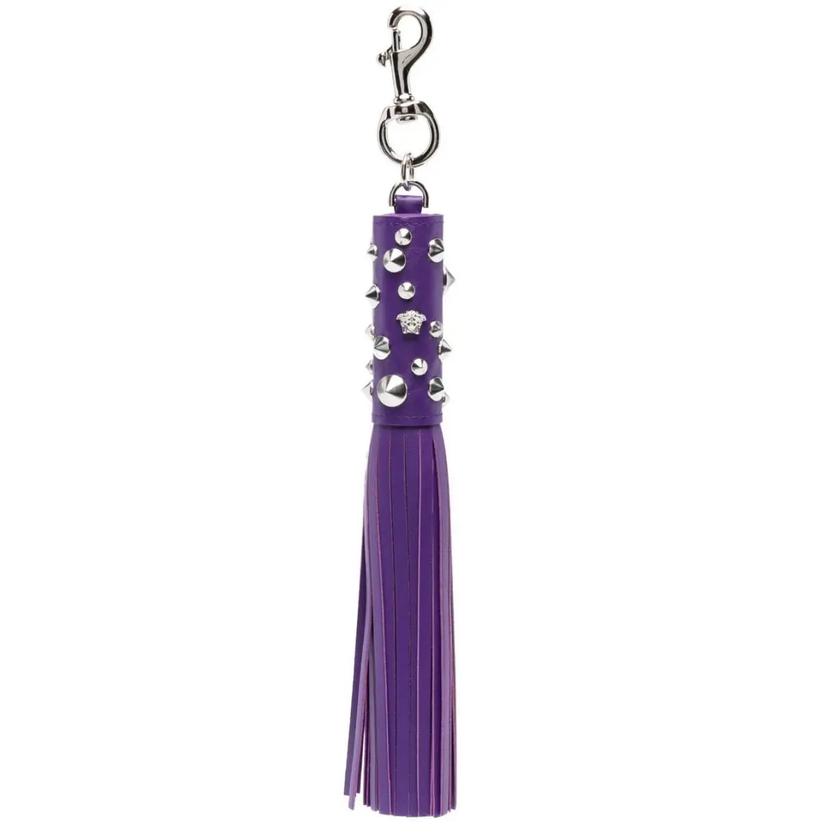 Versace Runway Purple Leather Medusa Studded Tassel Keychain Bag Very Rare