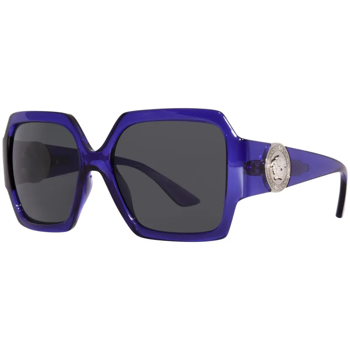 Versace VE4453 541987 Sunglasses Women`s Transparent Purple/dark Grey Lens 56mm