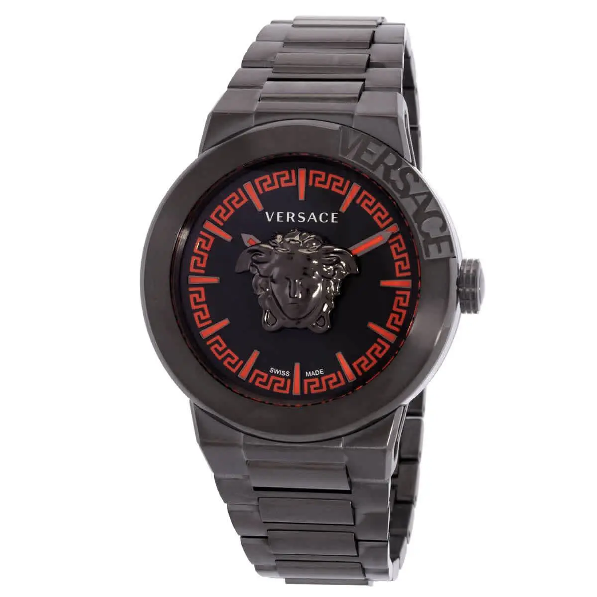 Versace Medusa Infinite Quartz Gunmetal Dial Men`s Watch VE7E00723