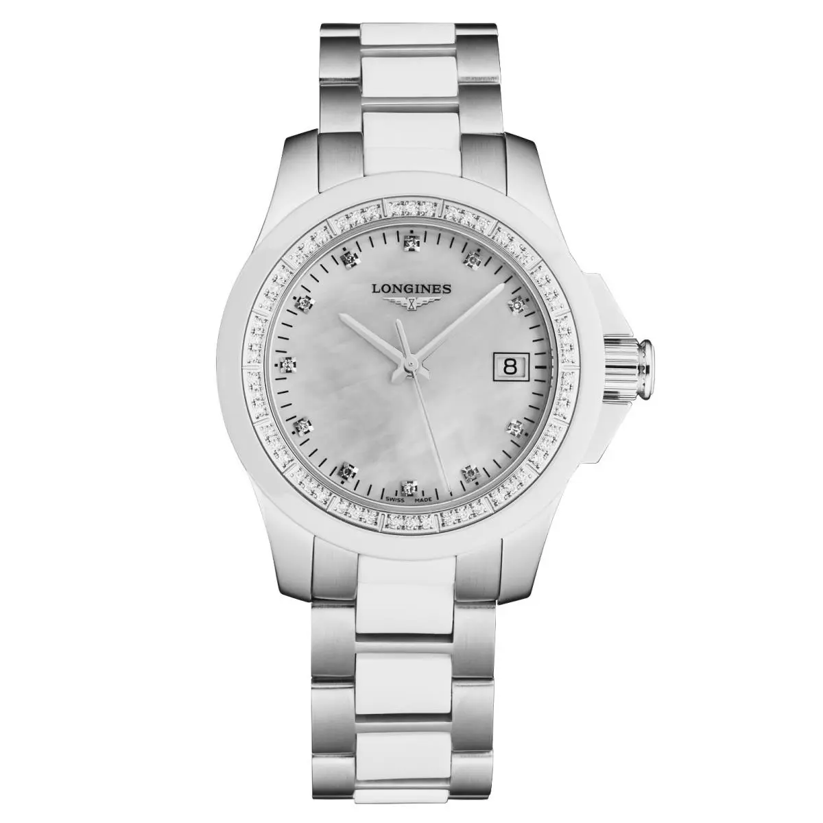 Longines Women`s Conquest Mop Dial S/s Bracelet Quartz Watch L3.281.0.87.7