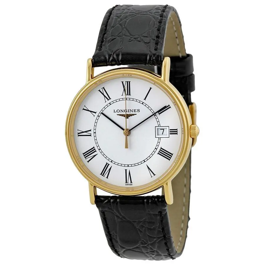 Longines La Grande Classique Presence White Dial Men`s Watch L47202112 - Dial: Black / Gold / White, Band: Black, Bezel: Gold