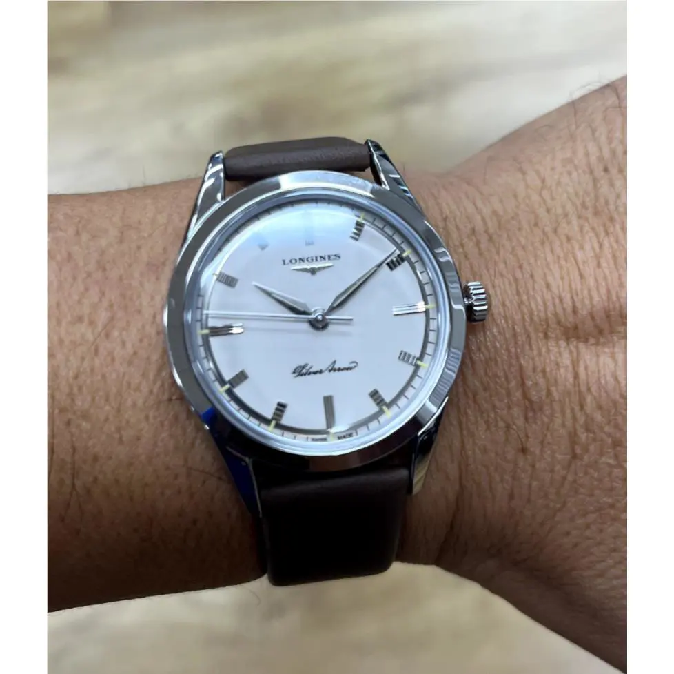 Longines Silver Arrow 38.5mm Automatic Men`s Leather Band Watch L2.834.4.72.2