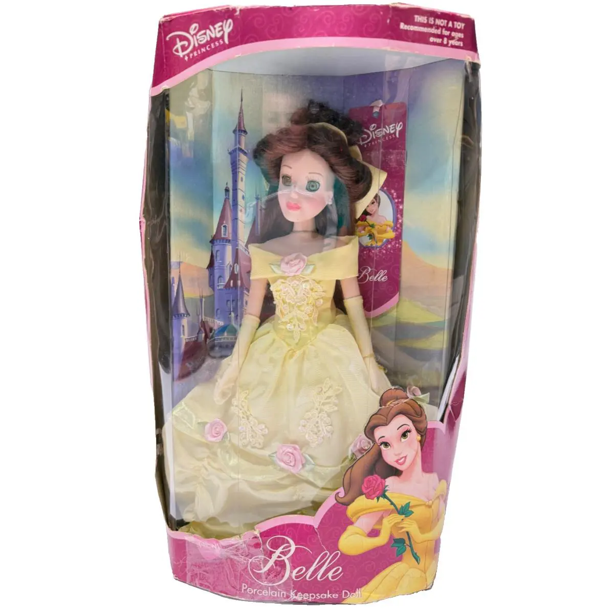 2002 Disney Princess Belle Beauty The Beast Vintage Porcelain Keepsake Doll