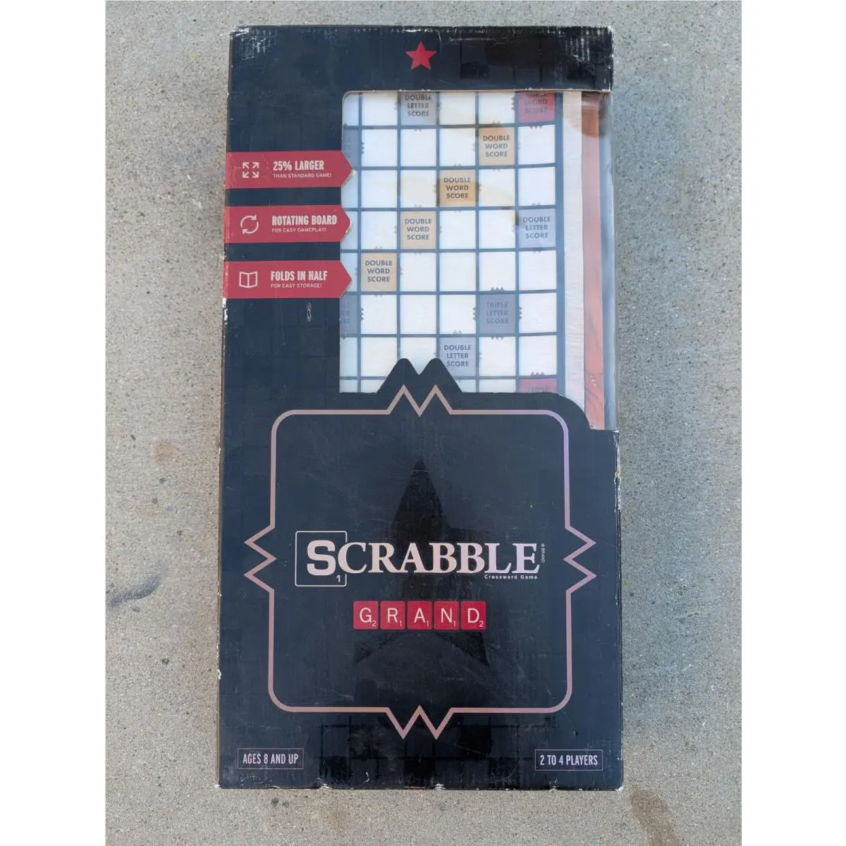 Scrabble Grand Edition Deluxe Folding Rotating Wood Frame Larger Tiles