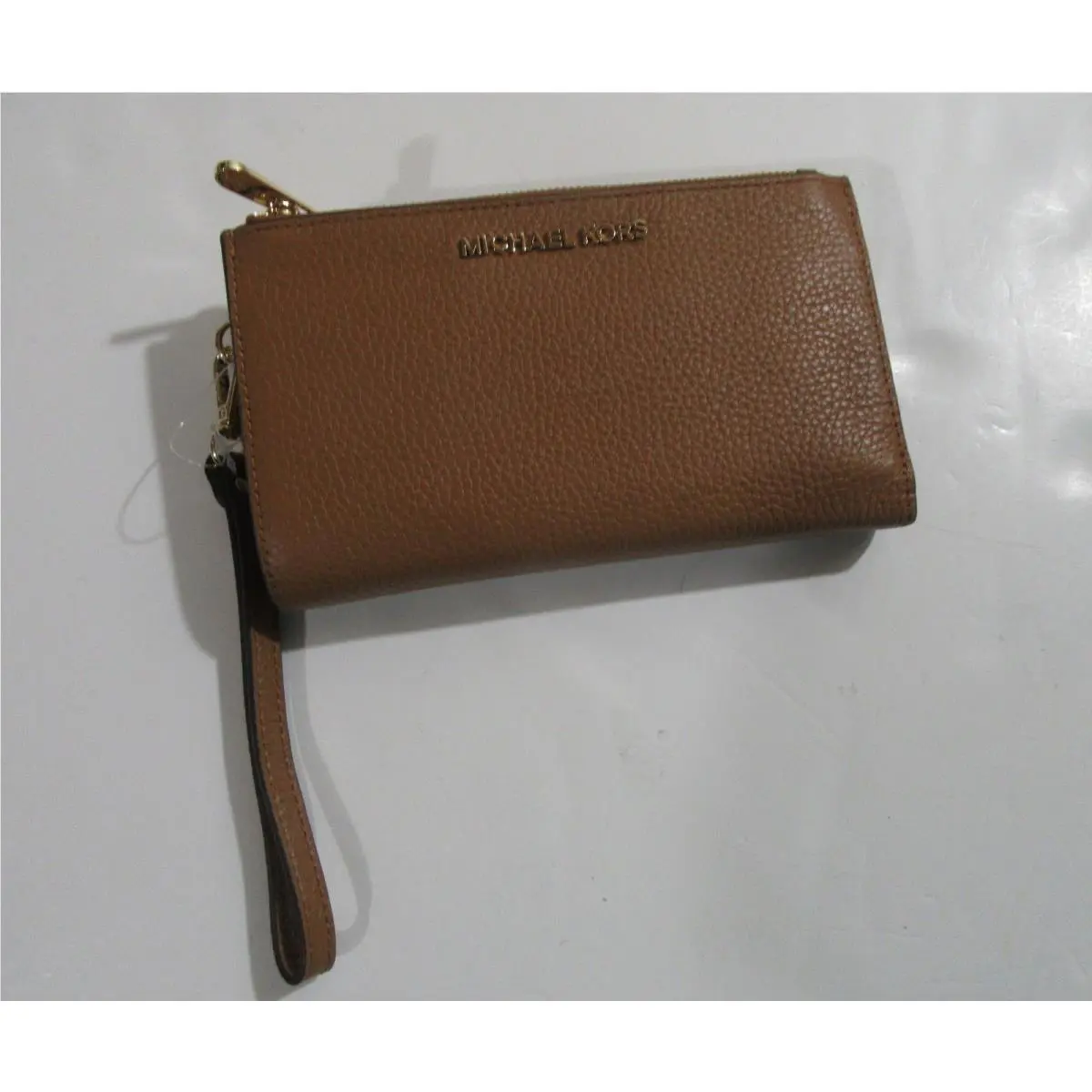 Michael Kors Jet Set Travel Double Zip Pebbled Leather Wristlet Wallet Luggage