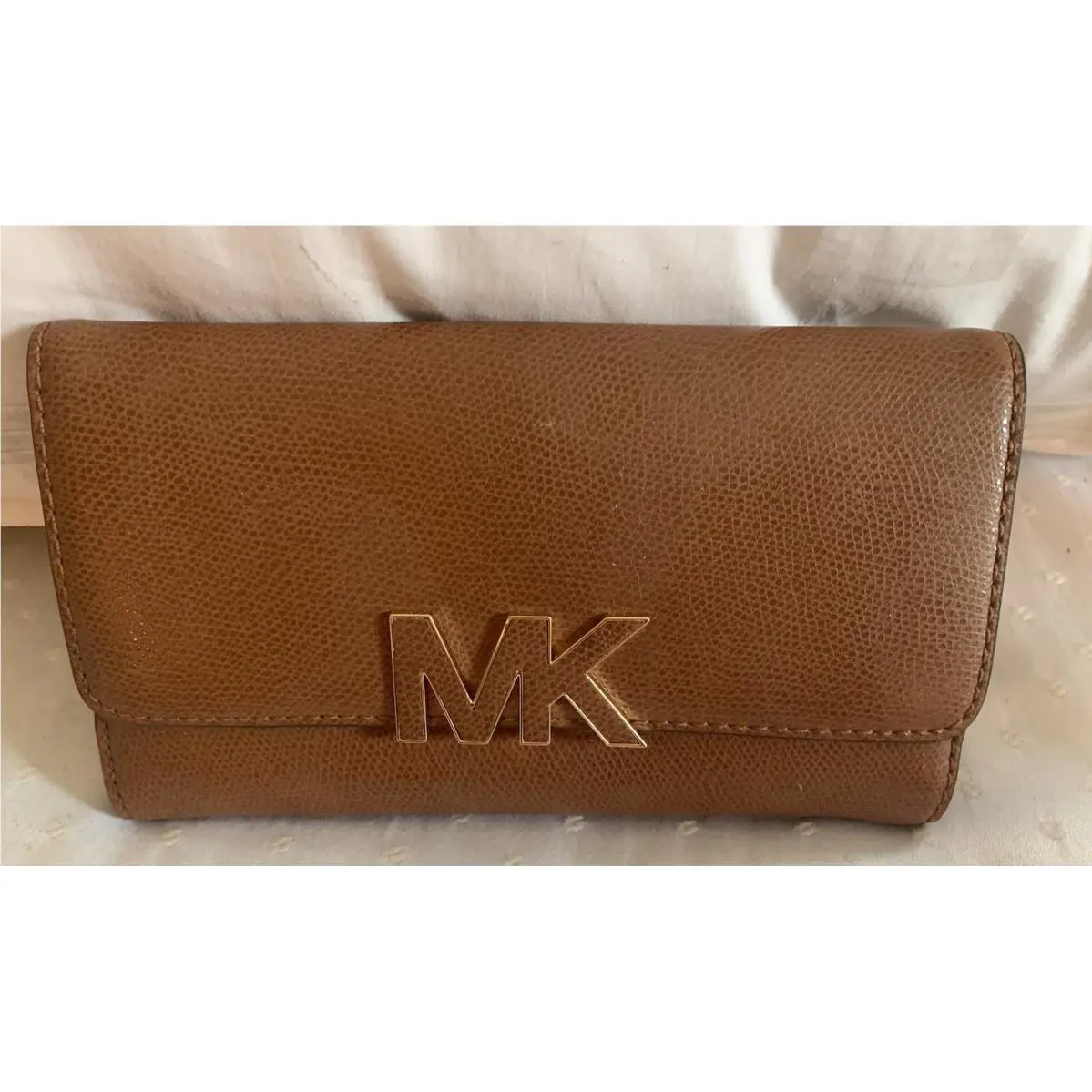 Michael Kors Brown Large Continental Pebbled Leather Wallet
