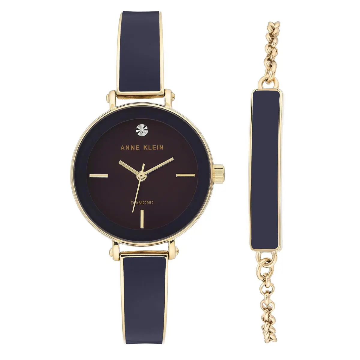 Anne Klein AK-3620PLST Womens Watch Mother of Pearl Dial Dark Purple