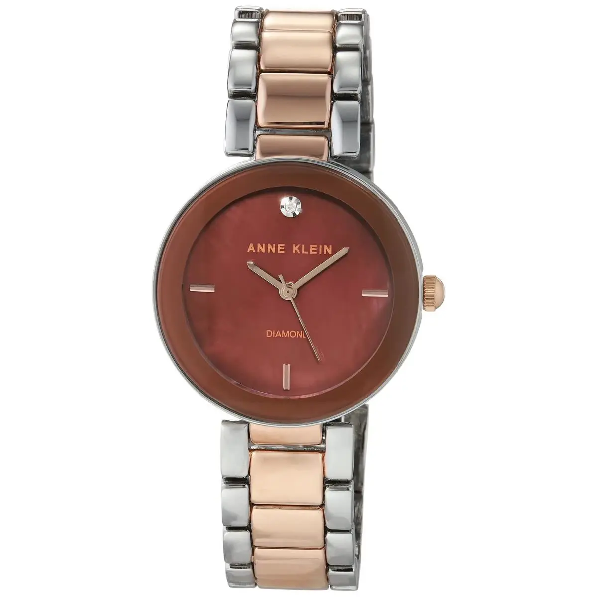 Anne Klein AK-1363BNRT Womens Classic Quartz Watch Brown Leather Style