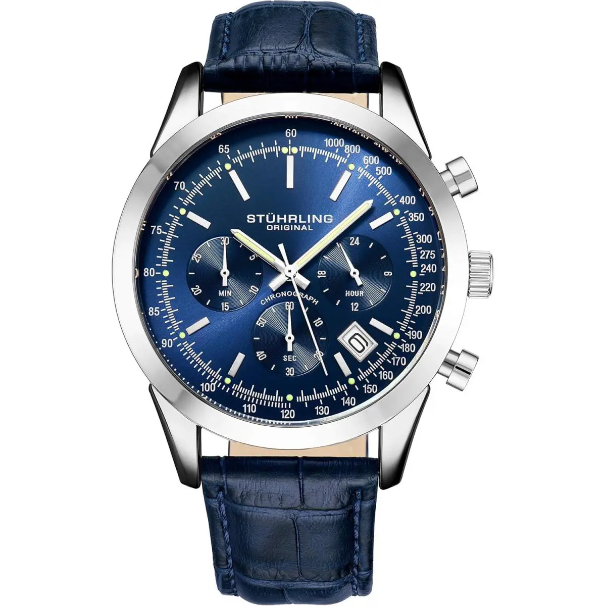 Stuhrling Original Mens Watches Chronograph Analog Blue Watch Dial with