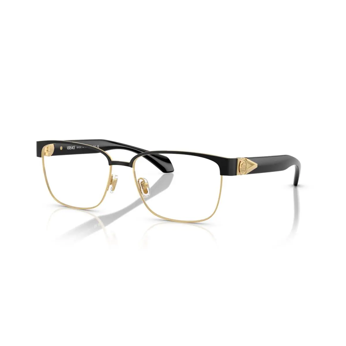 Versace VE1306 1436 Eyeglasses 55mm Matte Black-gold / Clear Demo Lens