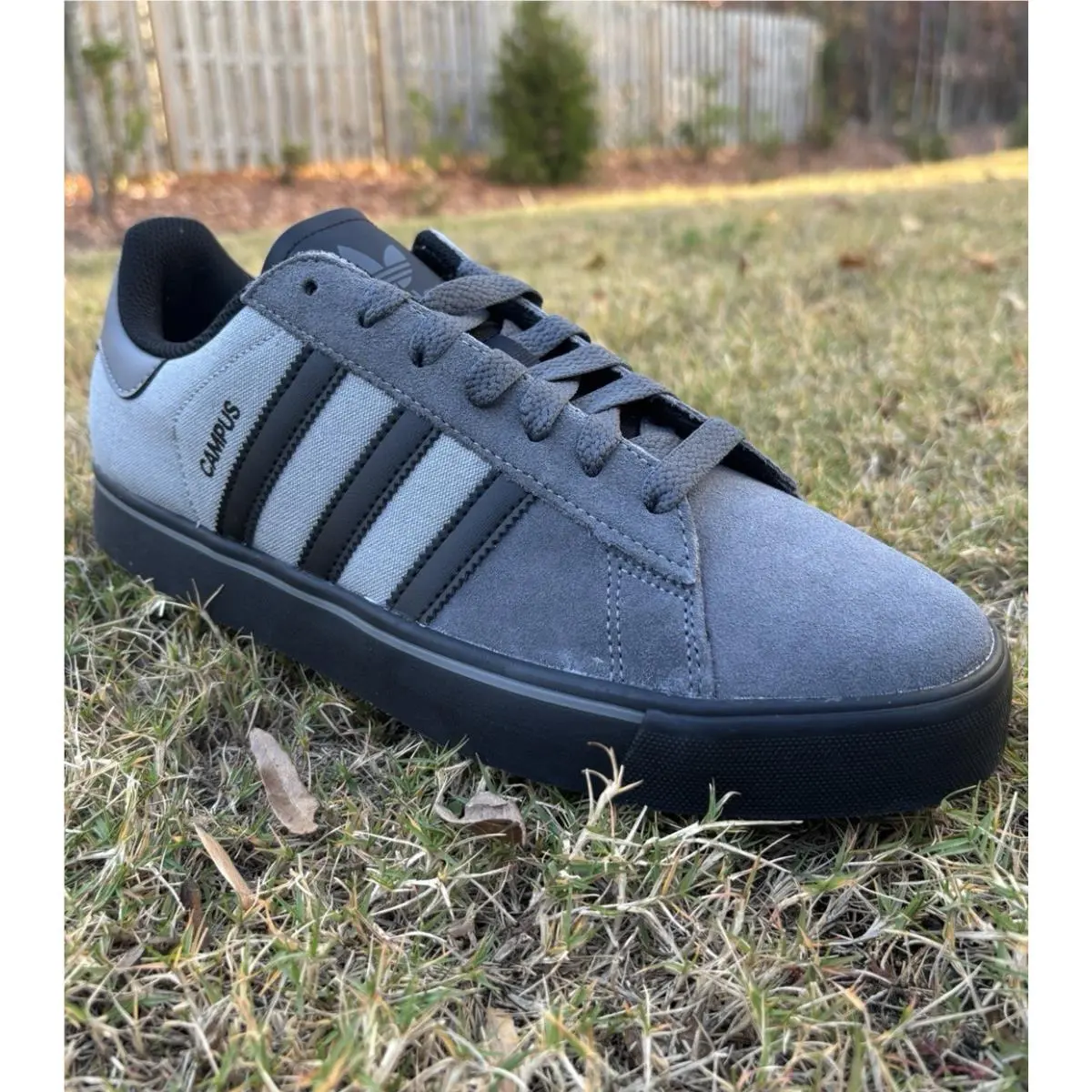 Adidas Men`s Campus Vulc Grey Black Classic Casual Shoes JQ6359