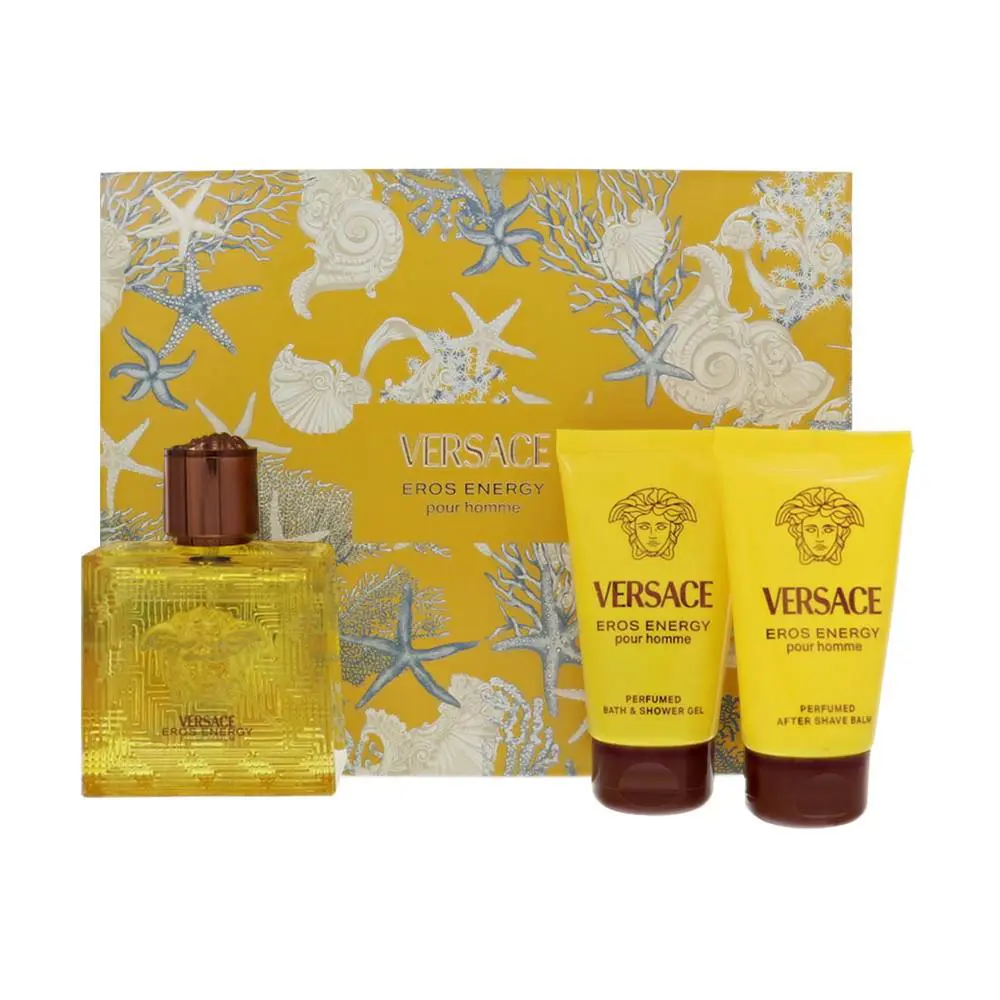 Versace Eros Energy by Versace Gift Set For Men 3 Piece Set For Men: 1.7 Oz Eau