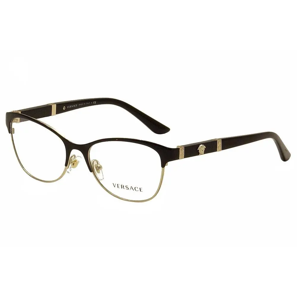 Versace Eyeglasses VE1233Q VE/1233/Q 1366 Black/pale Gold Optical Frame 53mm
