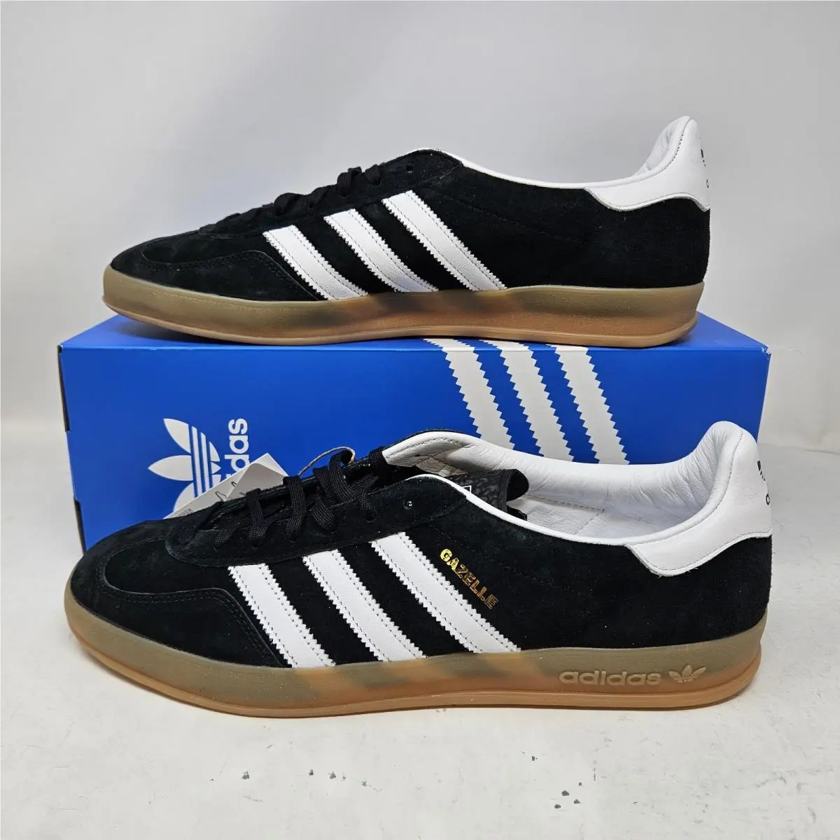 Men`s  Gazelle Indoor Black Gum Athletic Casual Shoes / H06259 / Size 12.5 by Adidas